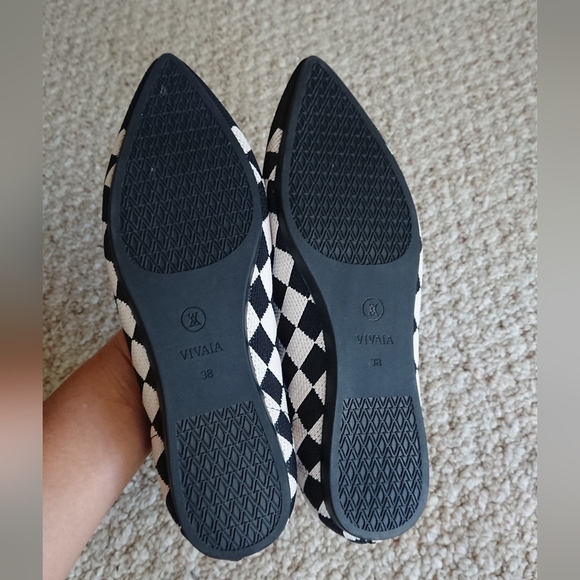 VIVAIA Pointed-Toe Ballet Flats Aria 5° Stretch Knit Checkered Flats size 7.5 - Picture 15 of 15